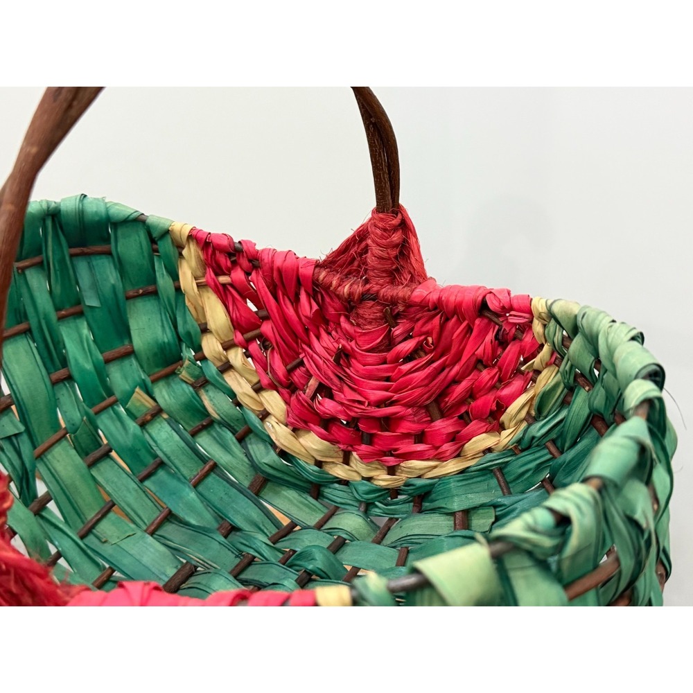 Watermelon Woven Basket Wicker Cane Picnic Straw Country Farmhouse Chic - Picture 8 of 15